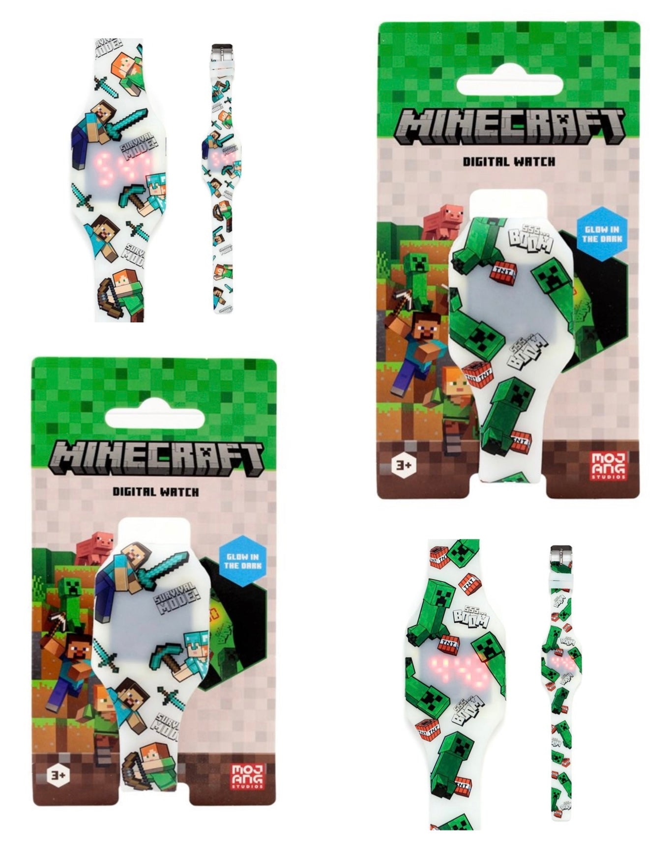 Minecraft Glow in the Dark Silicone Digital Watch - Select your Choice