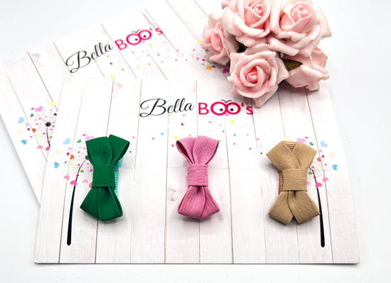 Solid Tones - Small Hair Bow Clip Set