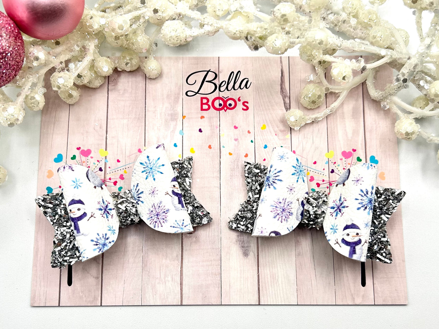 Christmas Penguin Bella Hair Bow Set