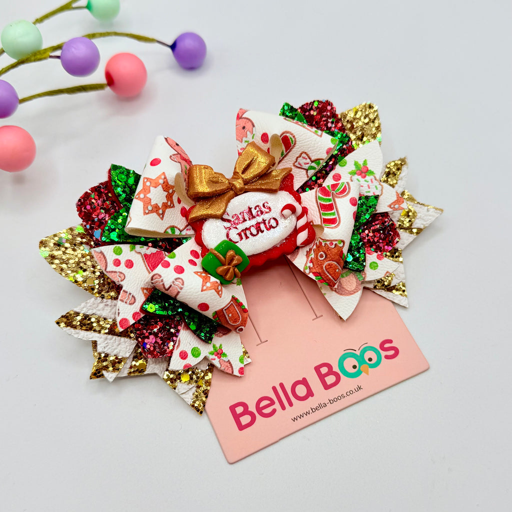 Deluxe Santa's Grotto Hair Bow - Handcrafted Clay Hair Bows