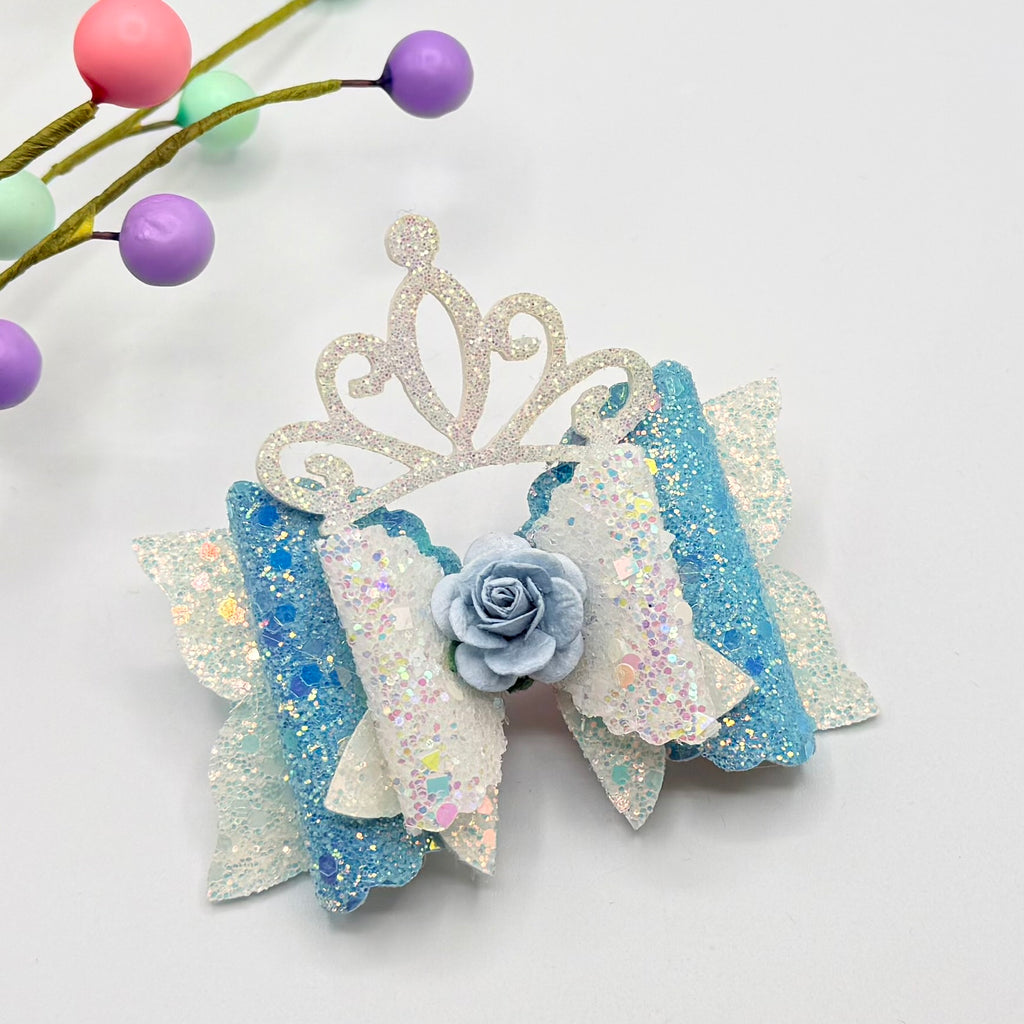 Princess Tiara Hair Bow - Blue Hair Bows