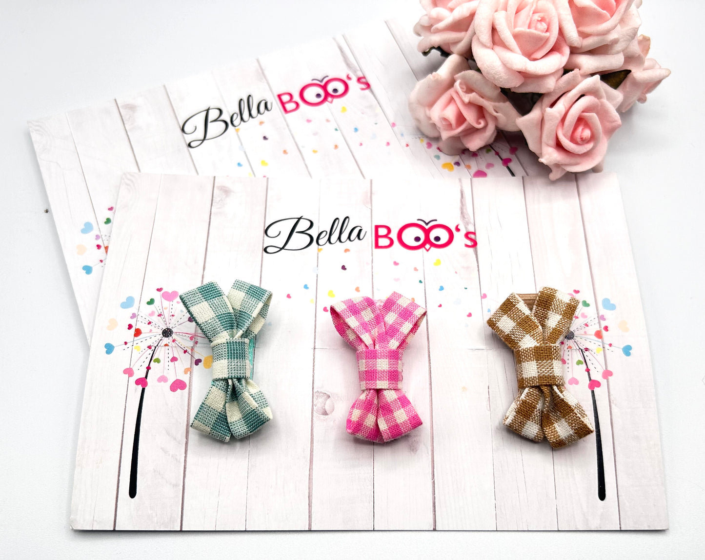 Checks - Small Hair Bow Clip Set