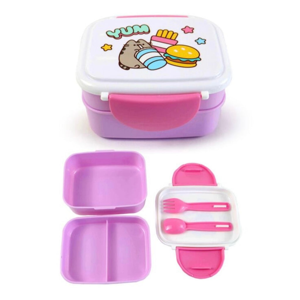 Pusheen the Cat Foodie Clip Lock Stacked Bento Lunch Box with Cutlery Lunch boxes