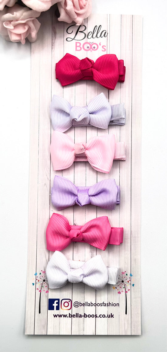 Small Ribbon Hair Bow Clip Set Of 6 - Princess