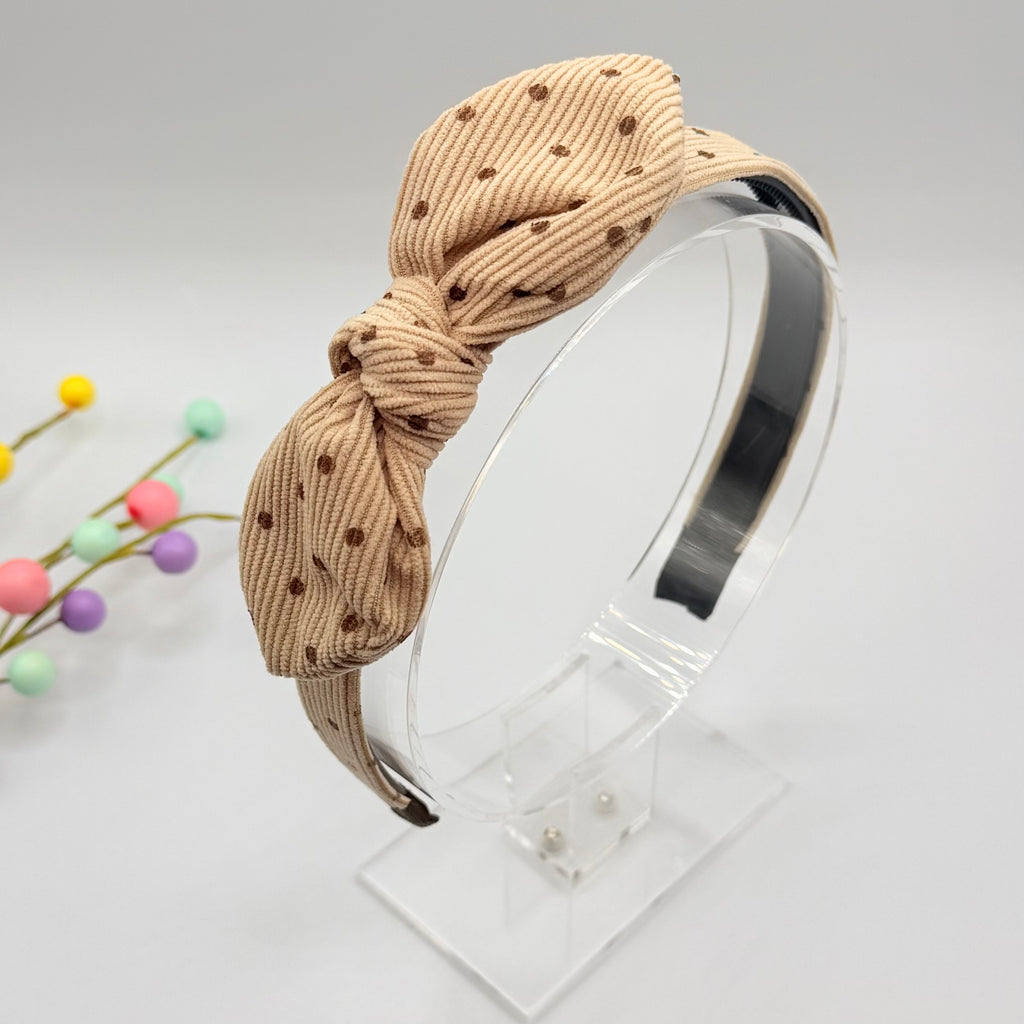 Beige Dotty Bow Hair Band Hair bands