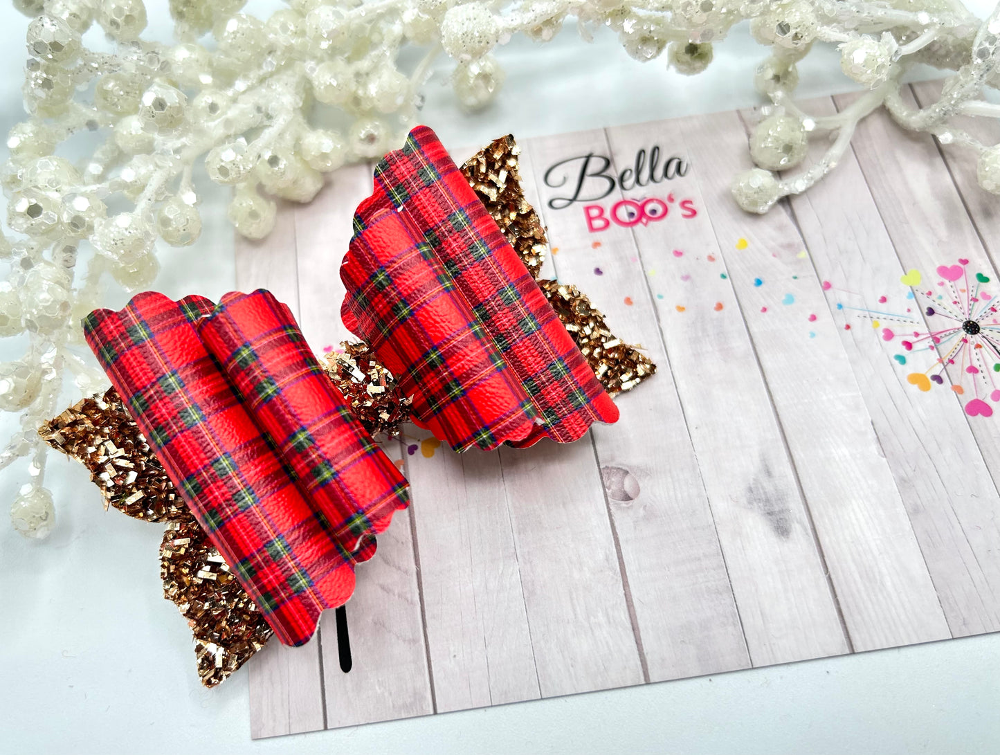 Christmas Red Tartan Hair Bow