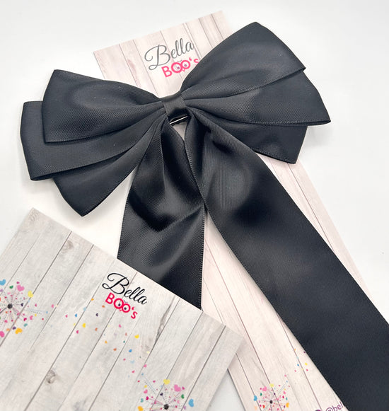 Large Black Satin Effect Hair Bow