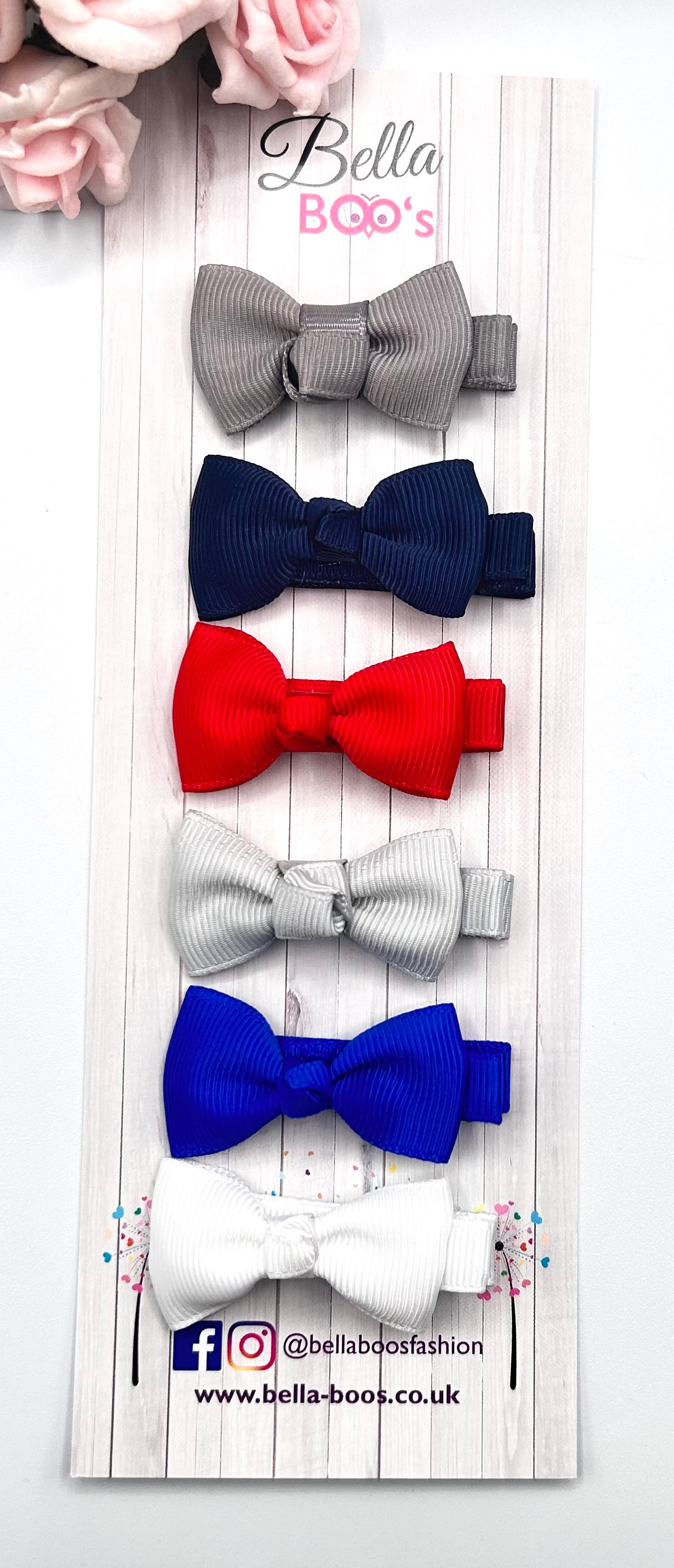 Small Ribbon Hair Clip Set Of 6- Smart