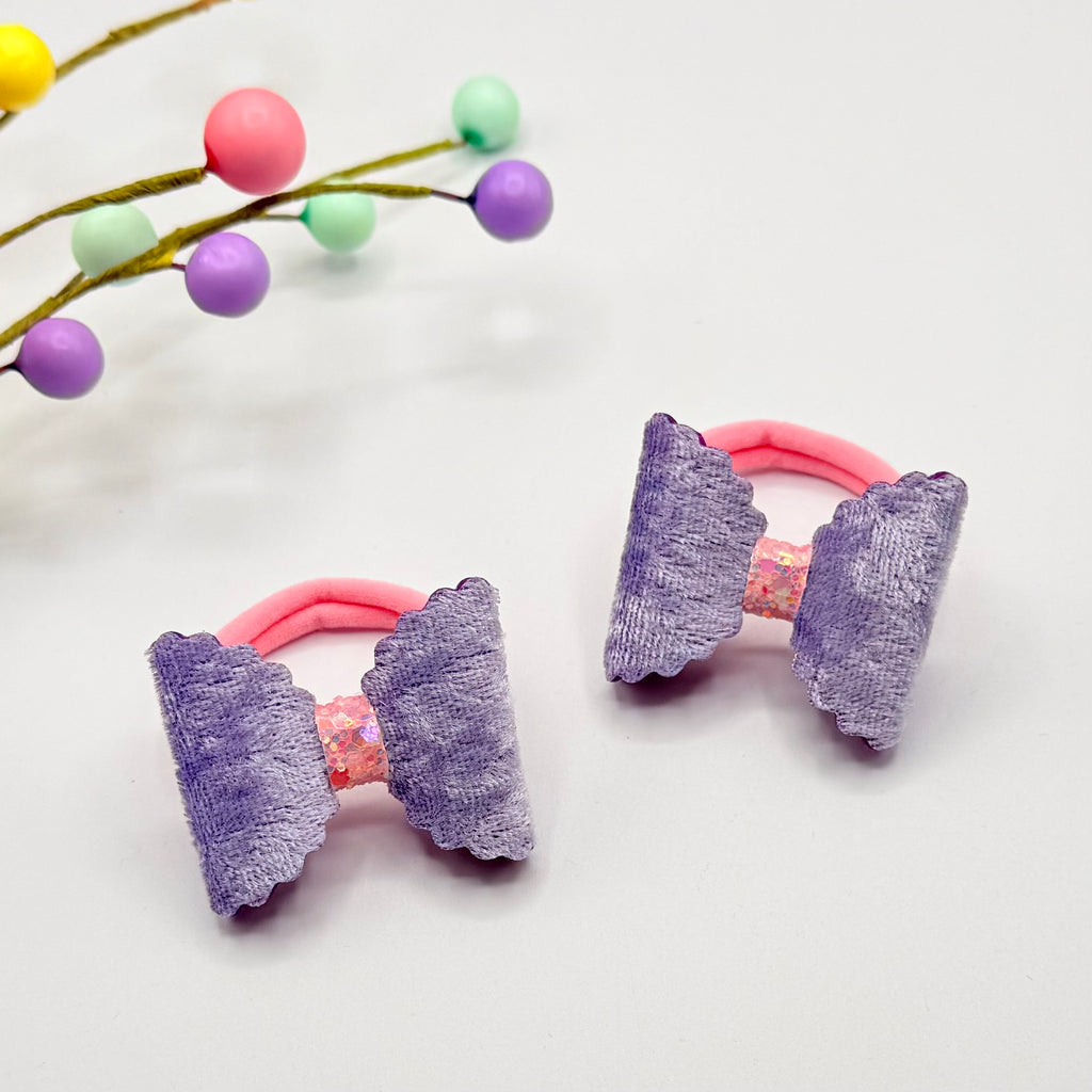 Lilac Velvet Bow Bobbles Hair bobbles