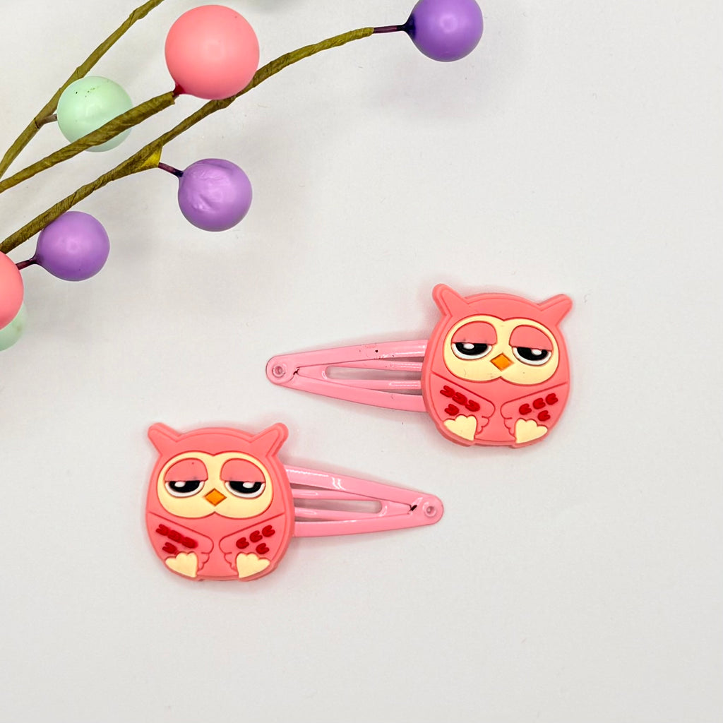 Owl Hair Clip Set - Pink Hair Clips