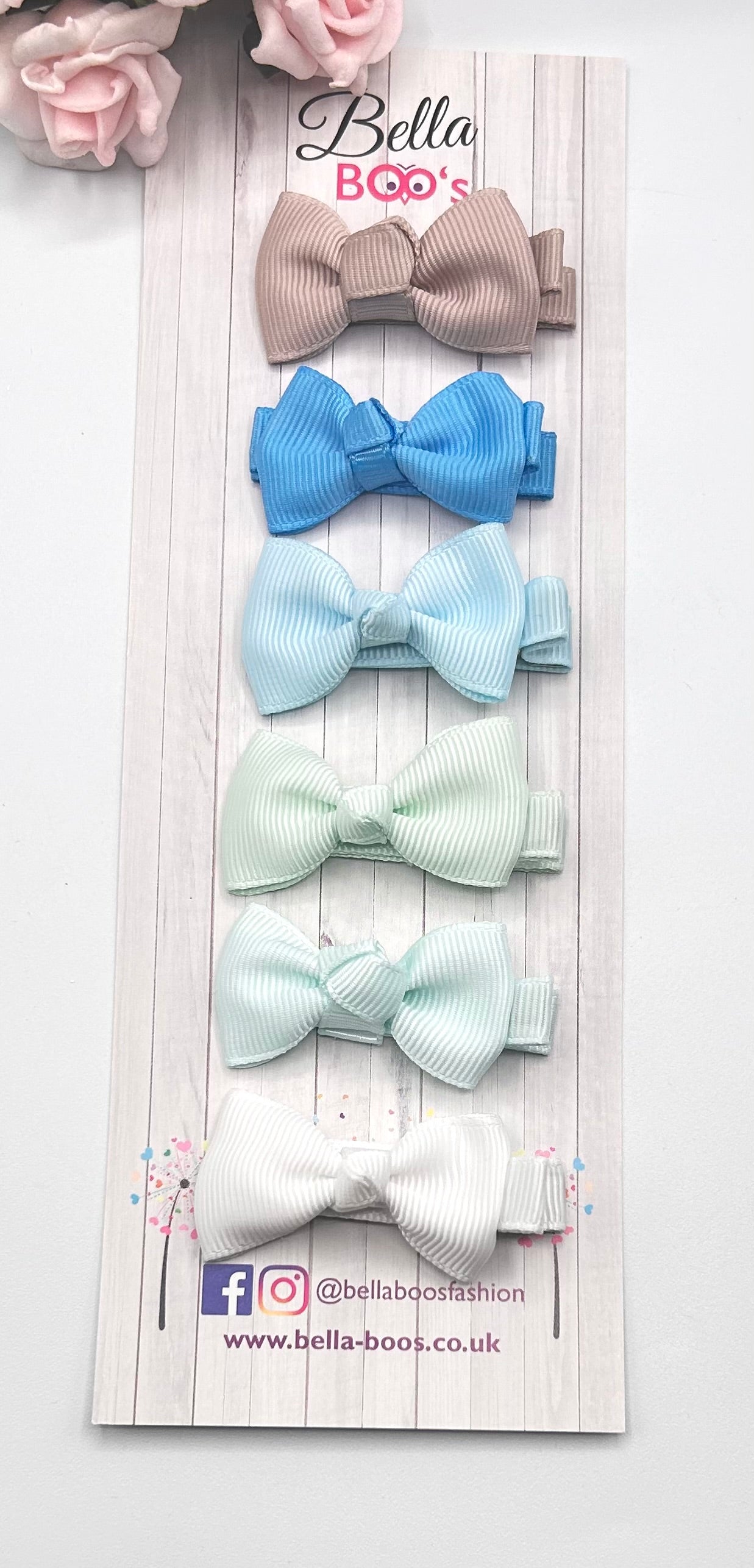 Small Ribbon Hair Bow Clip Set Of 6 - Breeze