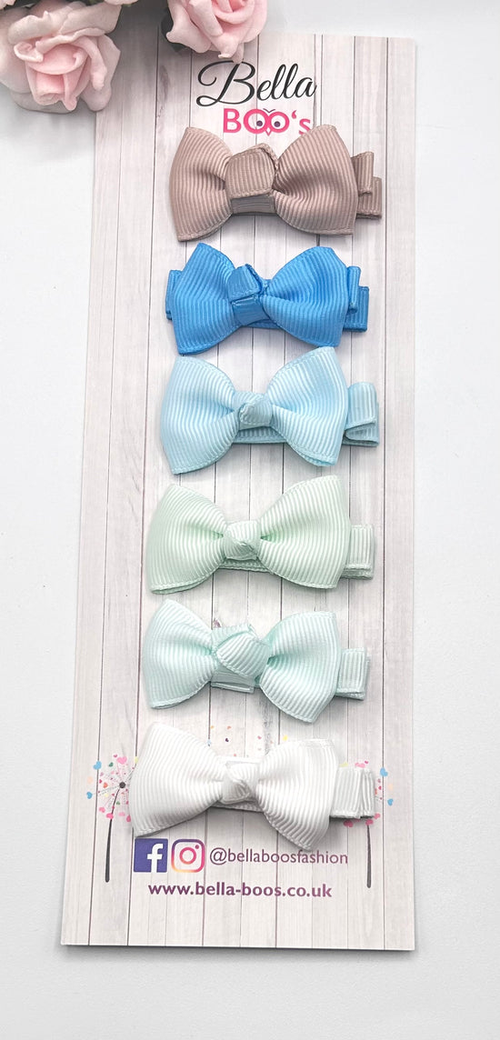 Small Ribbon Hair Bow Clip Set Of 6 - Breeze