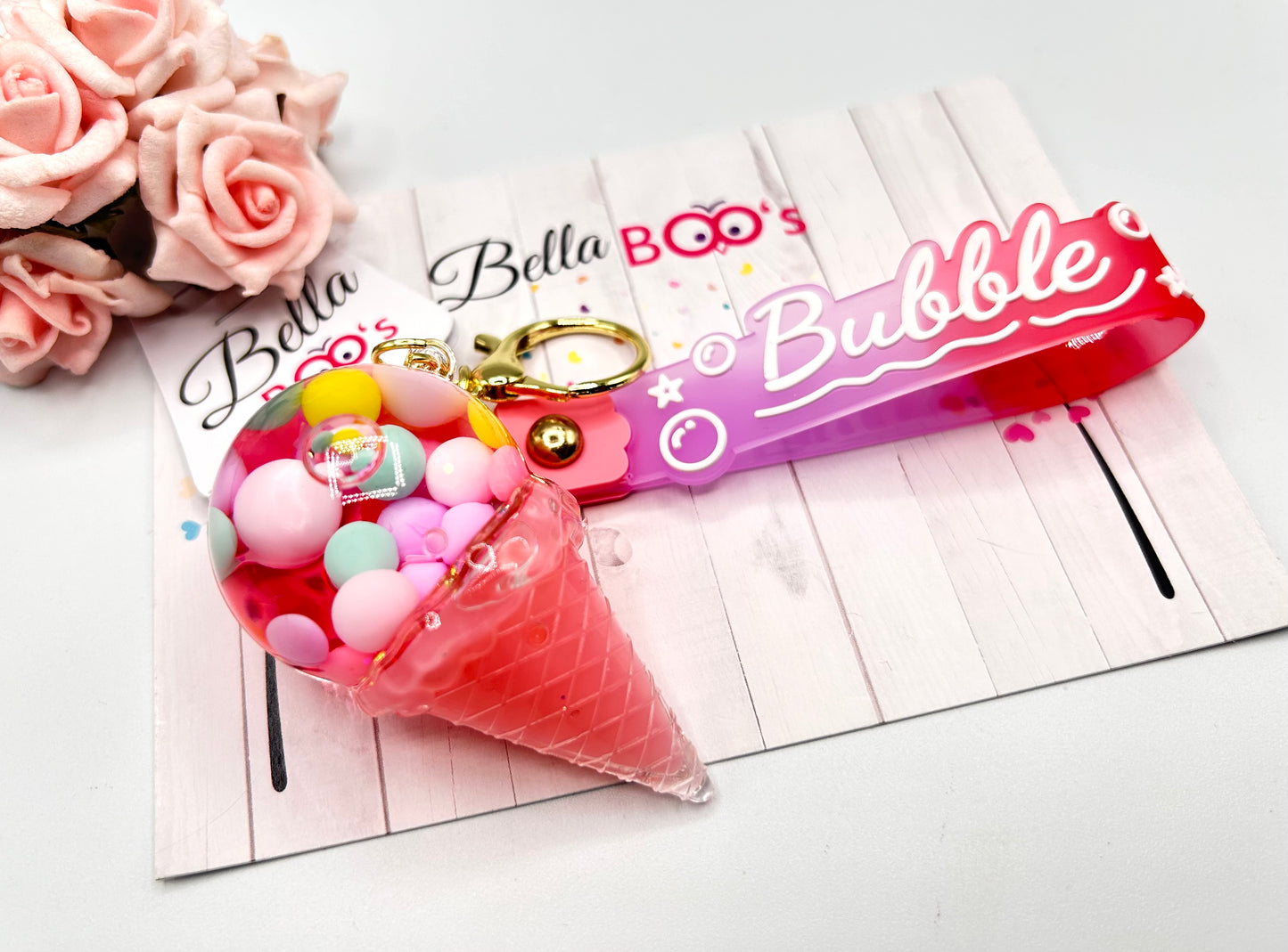 Ice Cream Bubble Keyring