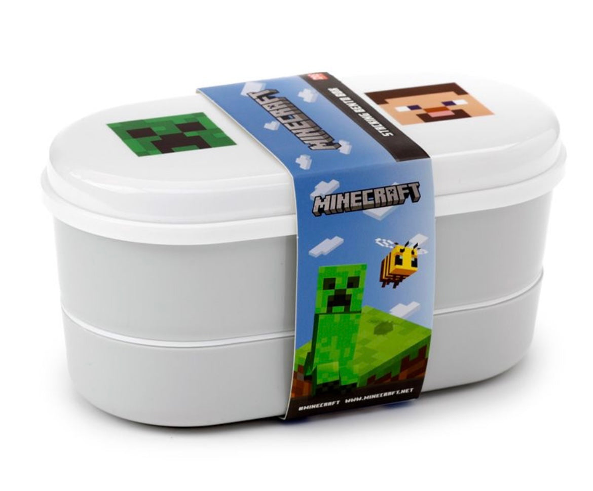 Minecraft Faces Stacked Bento Box Lunch Box with Cutlery