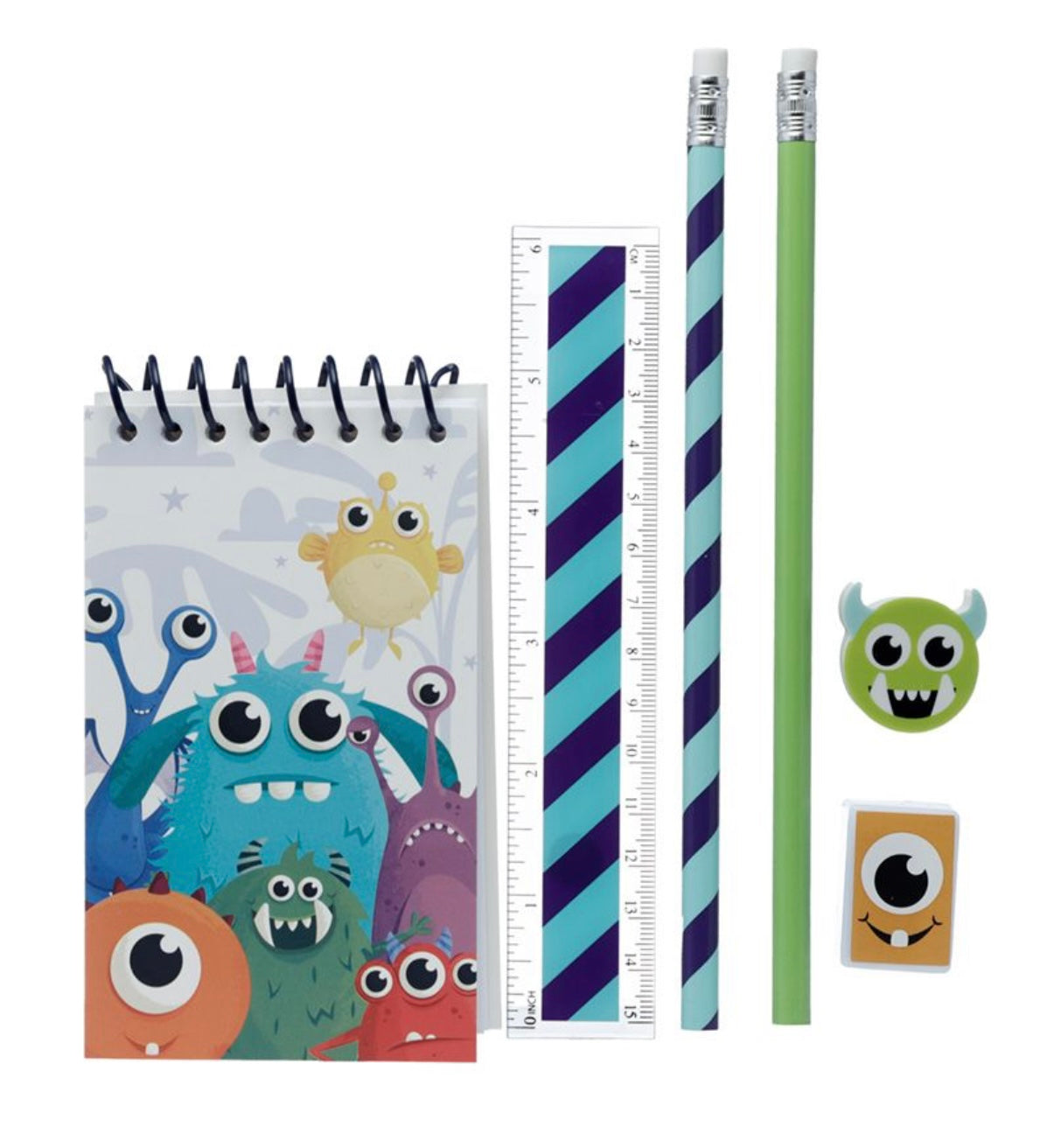 Monstarz Monster 7 Piece Clear Pencil Case Stationery Set