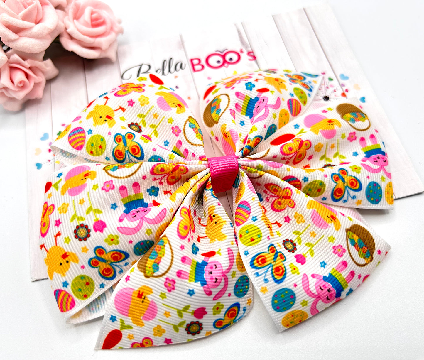 Large Bunny Ribbon Hair Bow