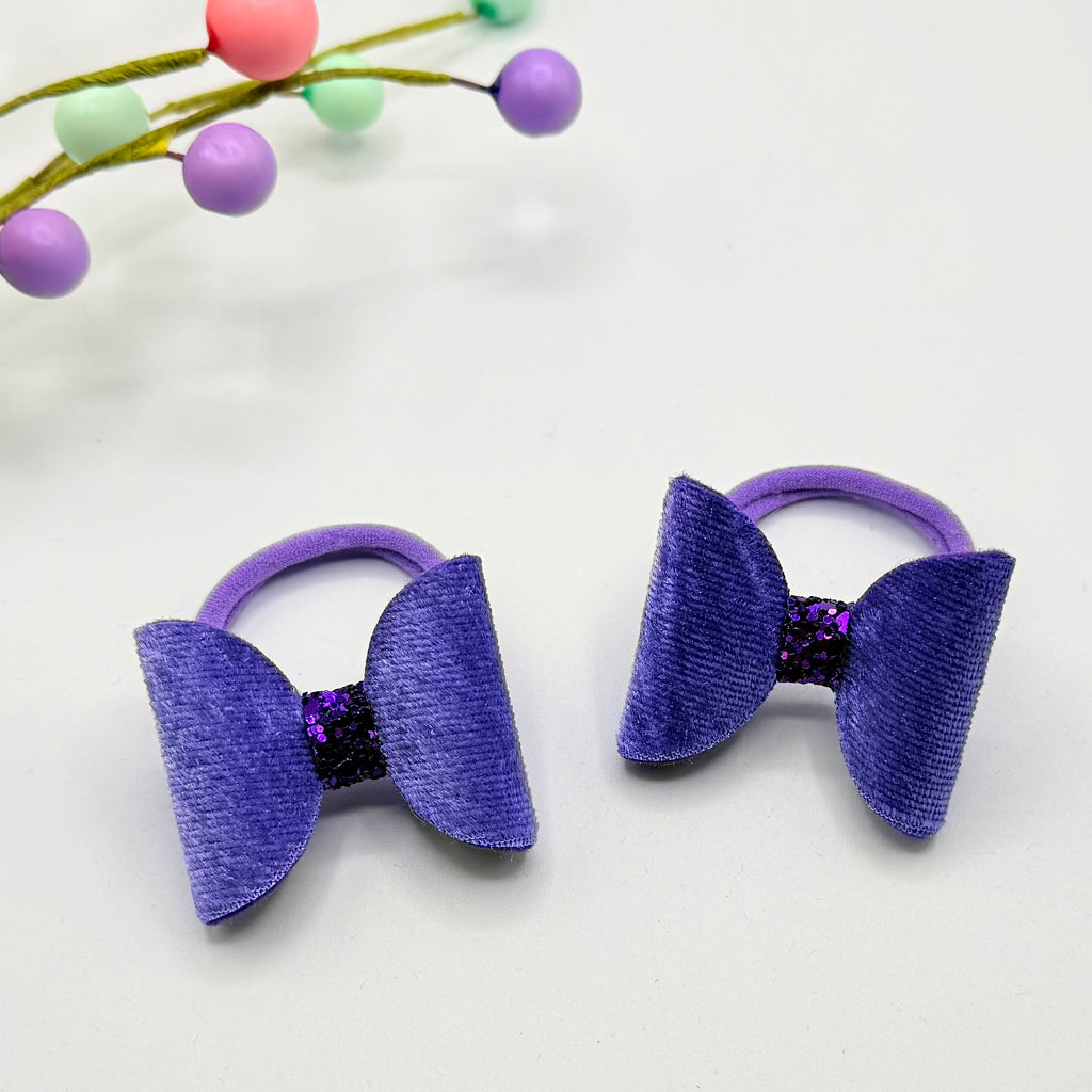 Purple Velvet Bow Bobble Set Hair bobbles