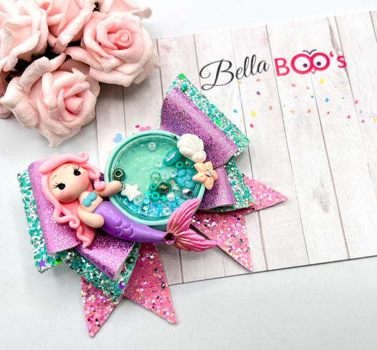 Mermaid Shaker Hair Bow - Handcrafted Clay