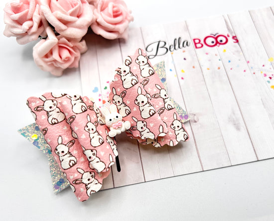 Easter Bunny Cutie Hair Bow - Pink