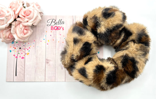 Load image into Gallery viewer, Furry Animal Print Hair Scrunchie
