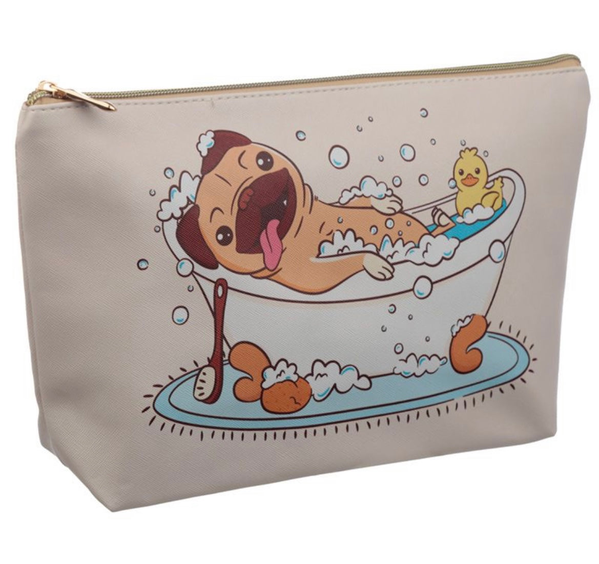 Load image into Gallery viewer, Mopps Pug Large PVC Toiletry / Make-up Bag
