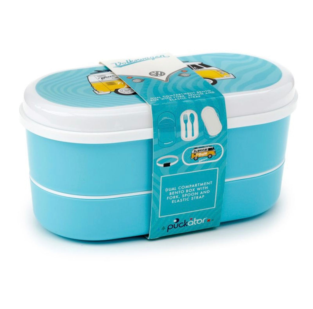 VW Camper Stacked Bento Lunch Bow With Cutlery - Blue Lunch boxes