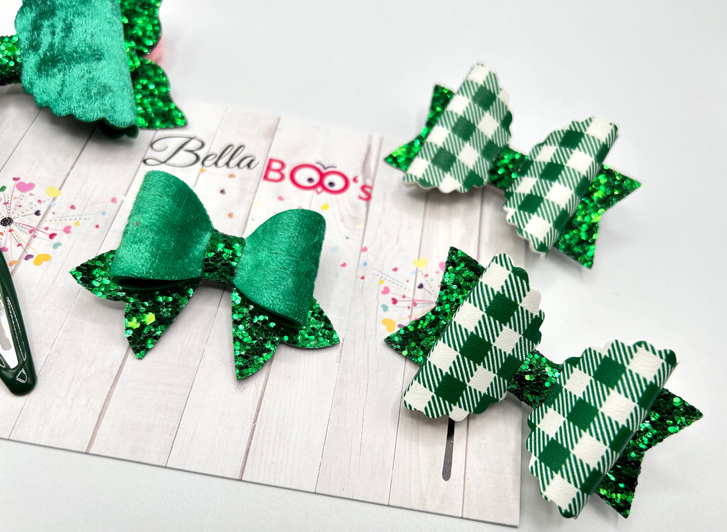 Green Hair Bow Set