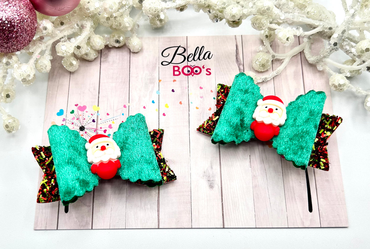 Christmas Santa Bella Hair Bow Set