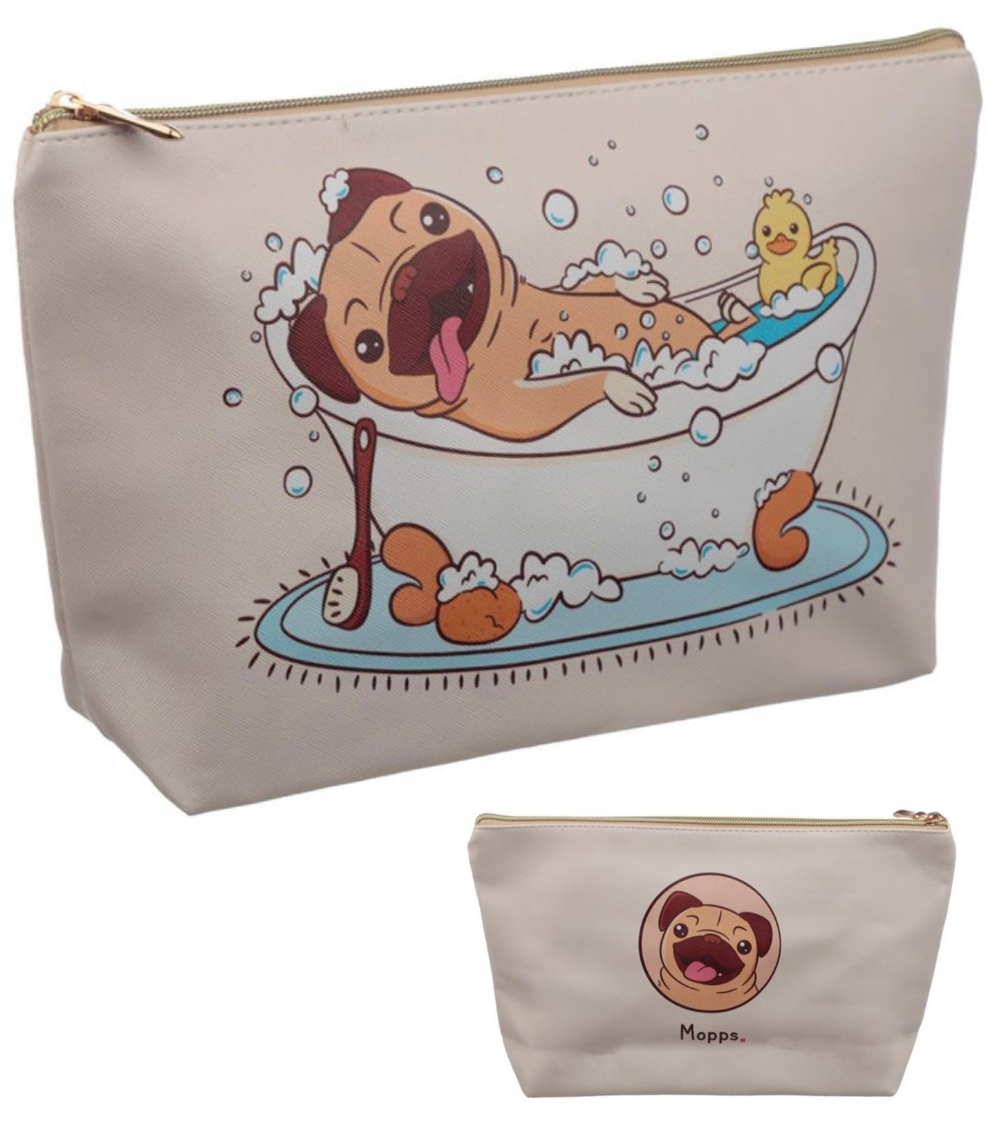 Load image into Gallery viewer, Mopps Pug Large PVC Toiletry / Make-up Bag
