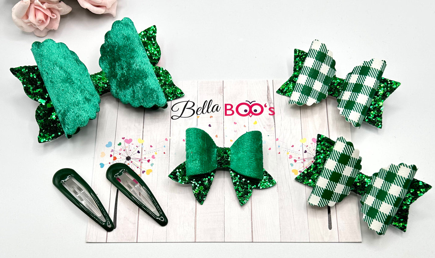 Green Hair Bow Set