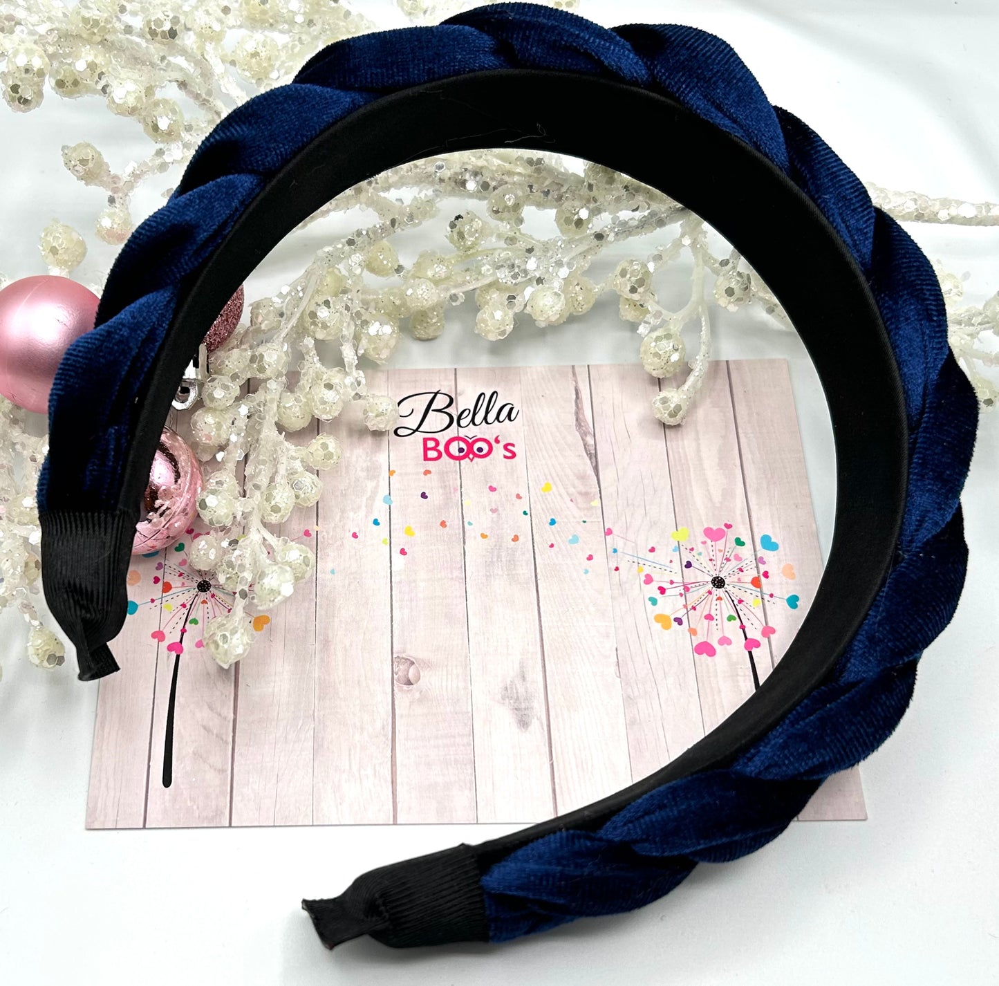Load image into Gallery viewer, Velour Plait Hair Band - Navy
