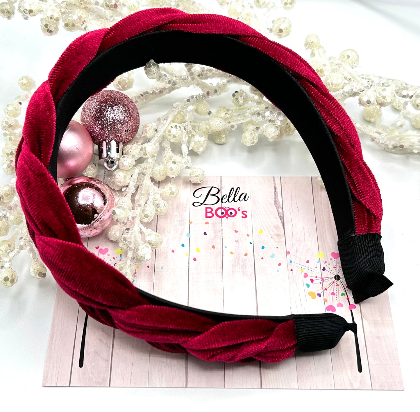 Load image into Gallery viewer, Velour Plait Hair Band - Wine

