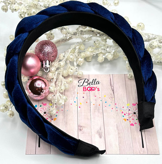 Load image into Gallery viewer, Velour Plait Hair Band - Navy
