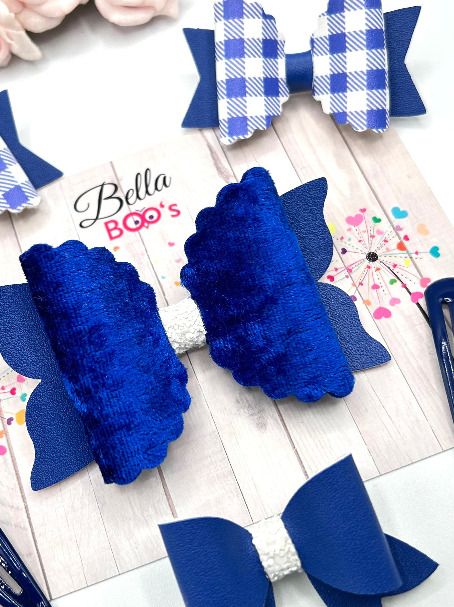 Load image into Gallery viewer, Royal Blue Hair Bow Set
