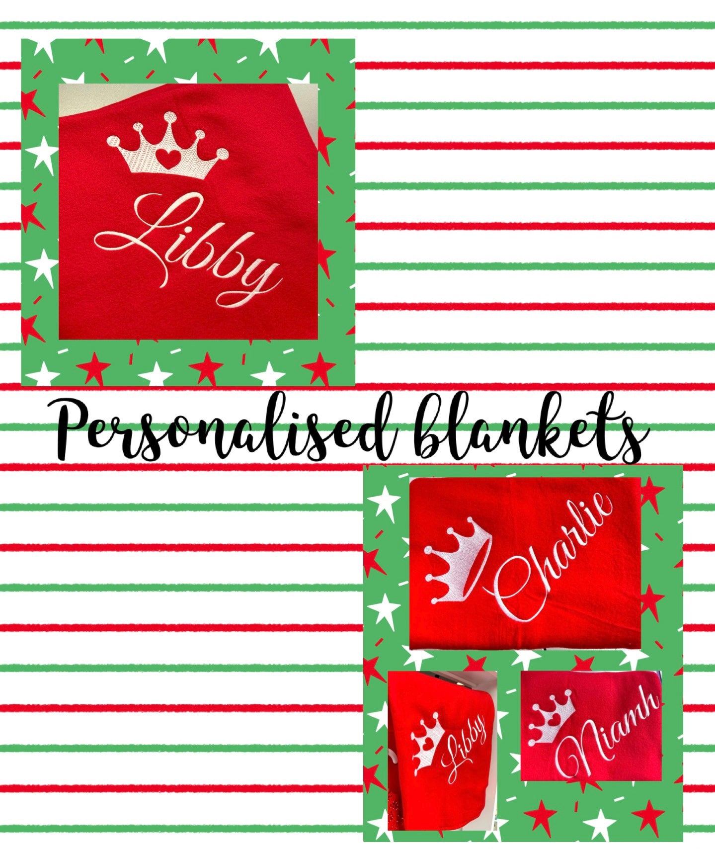 Christmas Red Fleece Blanket - Personalised