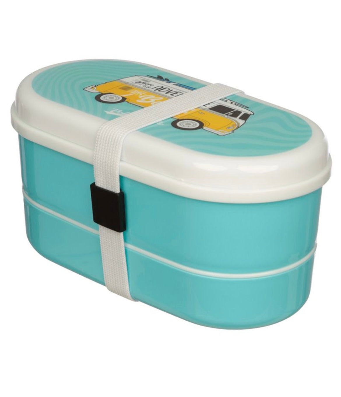 VW Camper Stacked Bento Lunch Bow With Cutlery - Blue