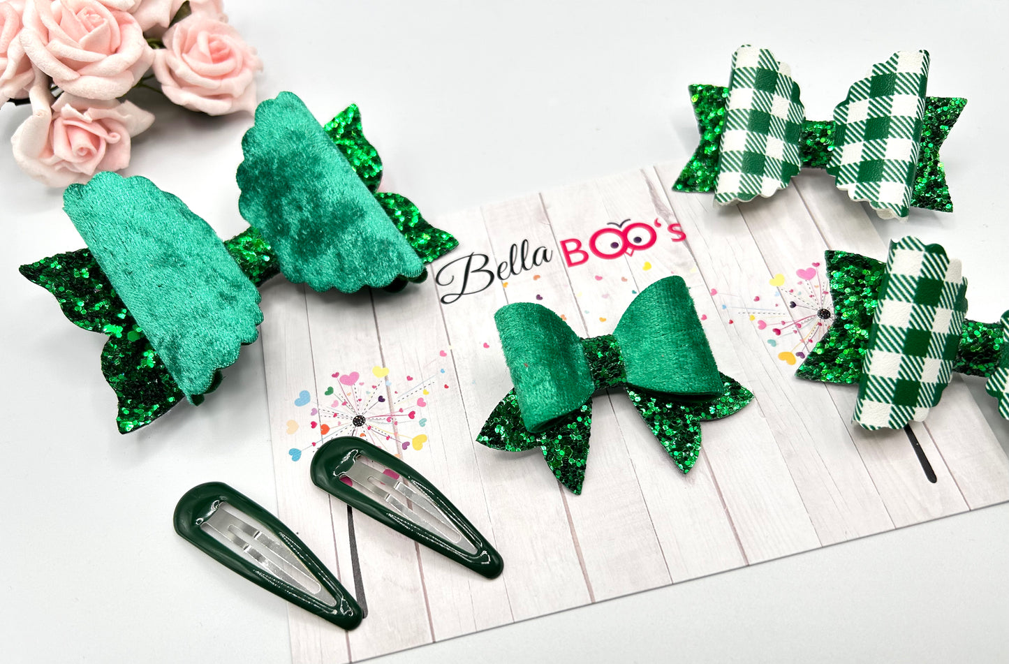 Load image into Gallery viewer, Green Hair Bow Set
