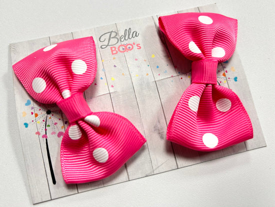 Load image into Gallery viewer, Pink &amp;amp; White Spot Ribbon Bow Set

