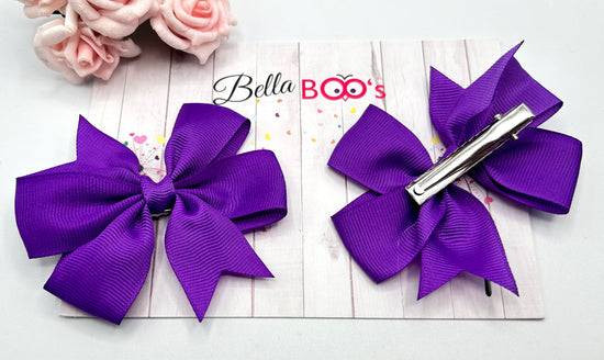 Purple Pinwheel Hair Bow Set