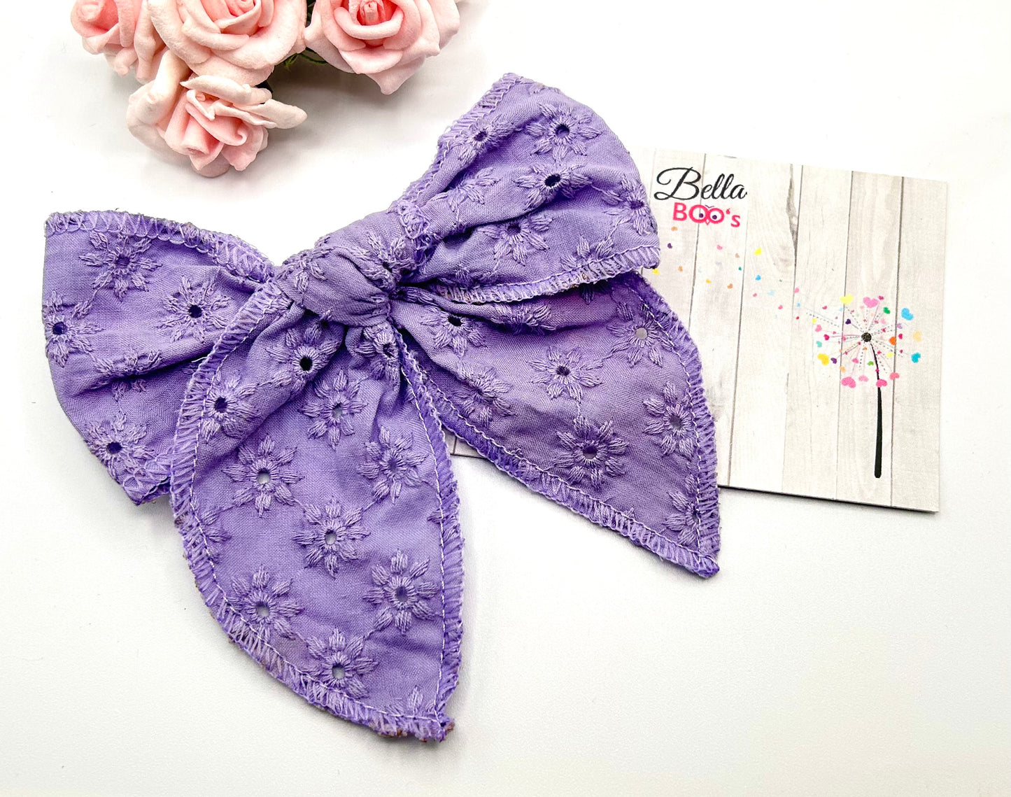 Load image into Gallery viewer, Large Broderie Anglaise Hair Bow - Select Your Colour
