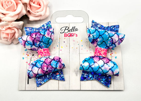 Load image into Gallery viewer, Mermaid Pigtail Hair Bow Set
