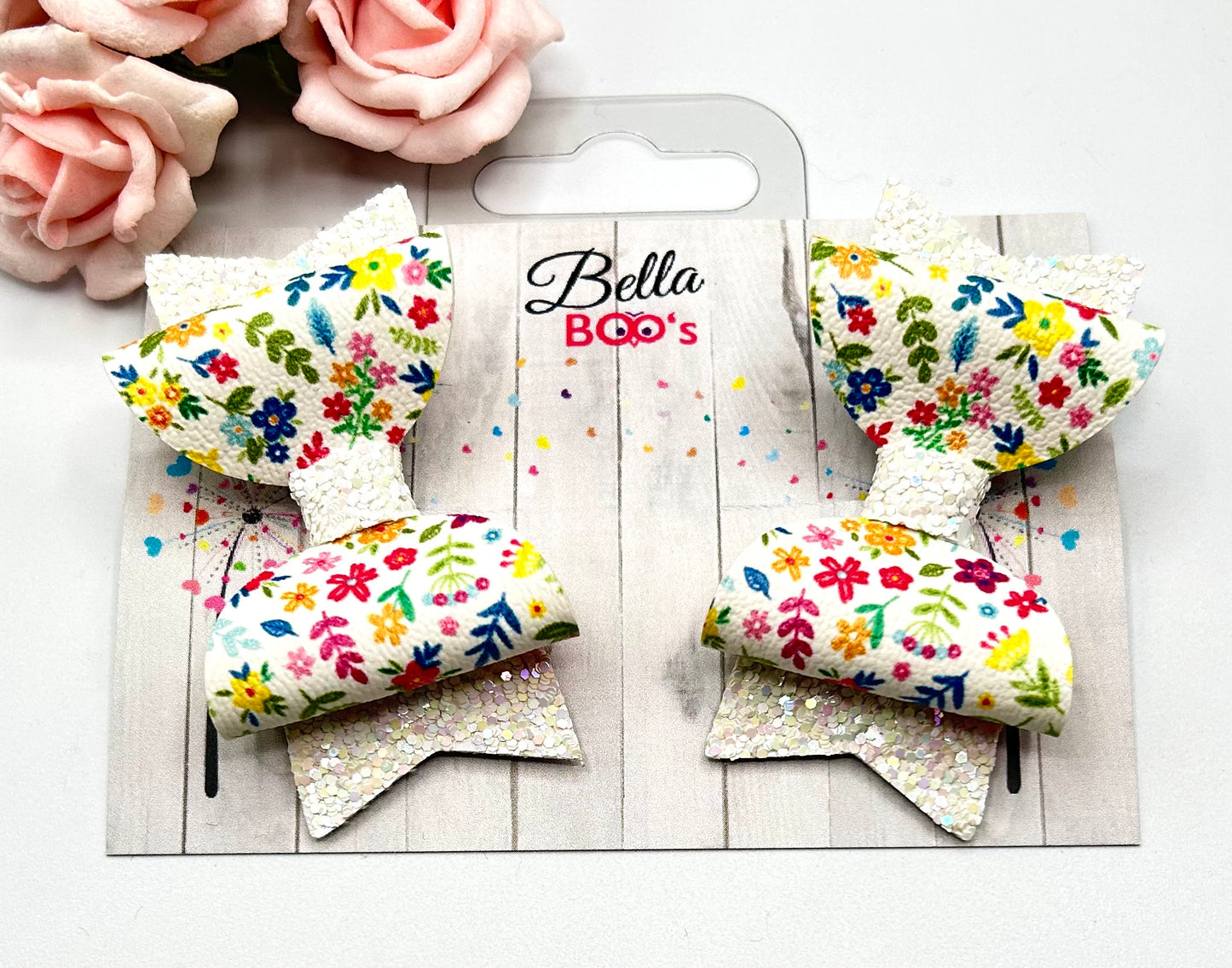 Floral Pigtail Hair Bow Set