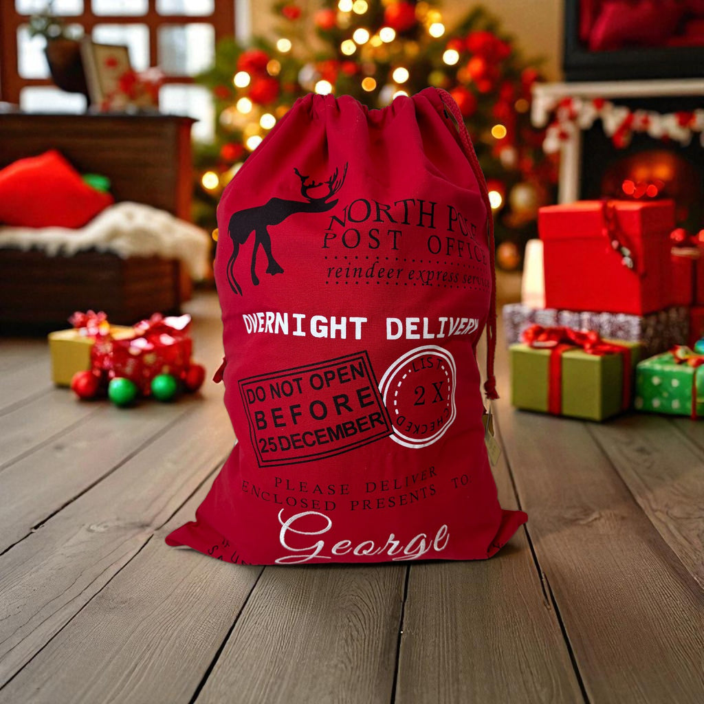 Personalised Santa Sacks Red Overnight Delivery Personalisation