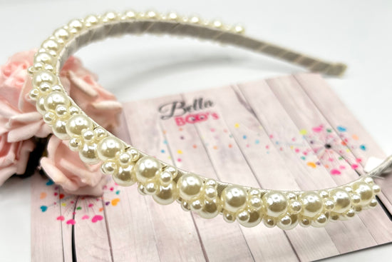 Ivory Faux Pearl Cluster Hair Band
