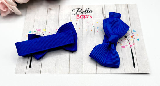 Ribbon Hair Bow Set - Royal Blue