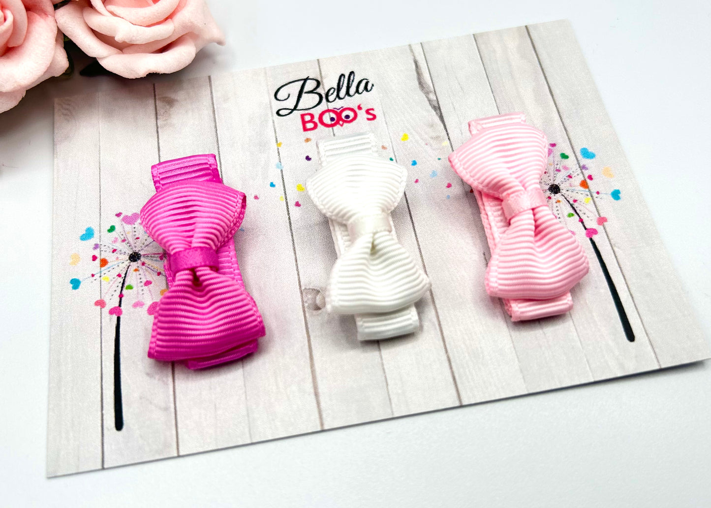 In The Pinks Small Hair Bow Clip Set