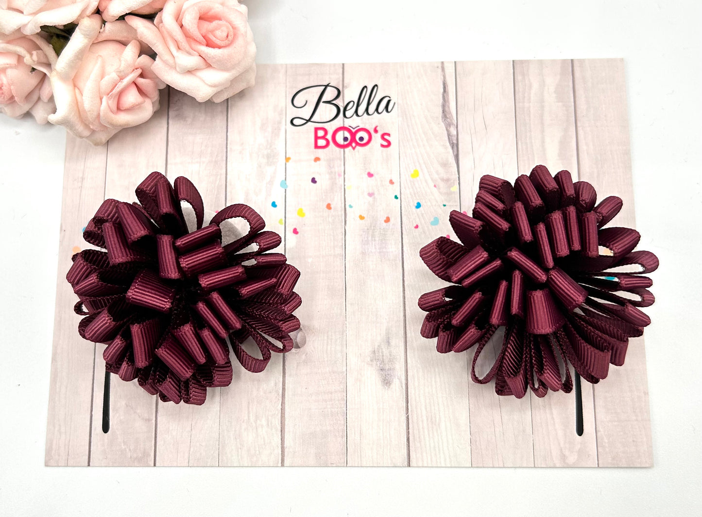 Load image into Gallery viewer, Burgundy Loopy Ribbon Clip Set
