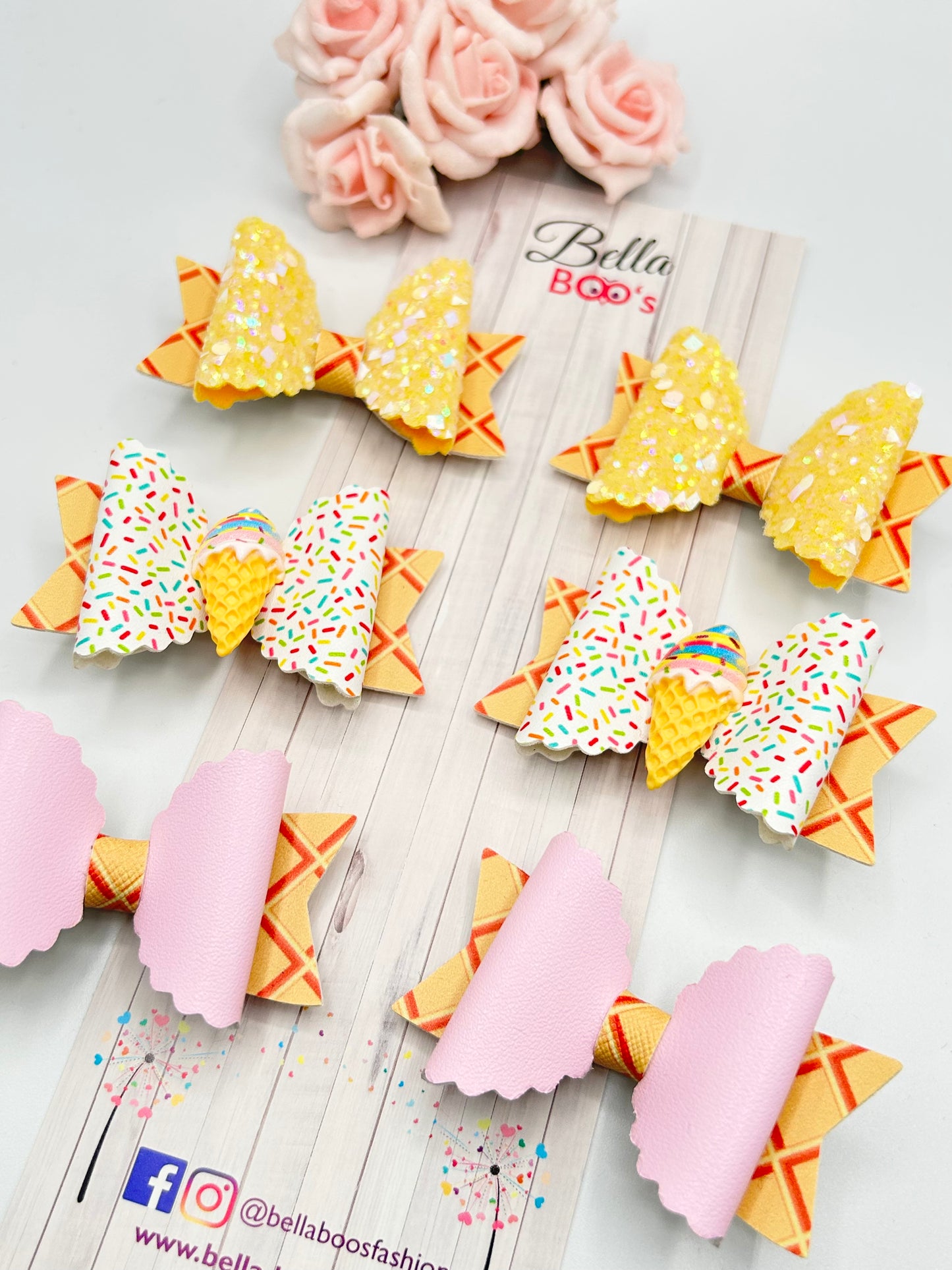 Load image into Gallery viewer, Ice Cream Sprinkle Pigtail Hair Bow Set
