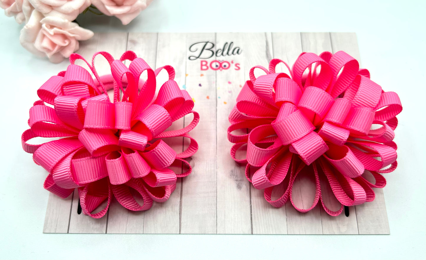 Load image into Gallery viewer, Bright Pink Loopy Ribbon Bobble Set
