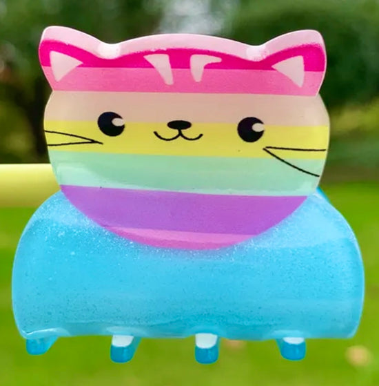 Rainbow Kitty Claw Clip